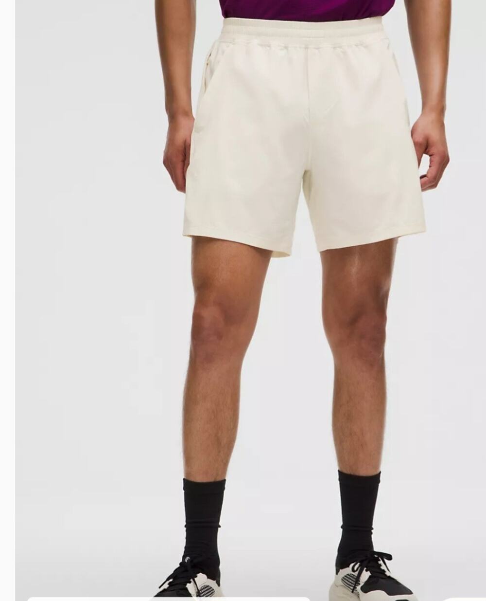 Lululemon Men’s Pace Breaker Linerless Shorts 7" White Bone Size S Quiet Luxury.